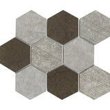 Porcelanosa World Hexagon Tex Brown Mosaic 25.9 x 29.9cm