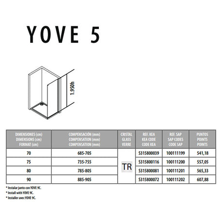 Porcelanosa Yove 5 Sliding Shower Door Panel
