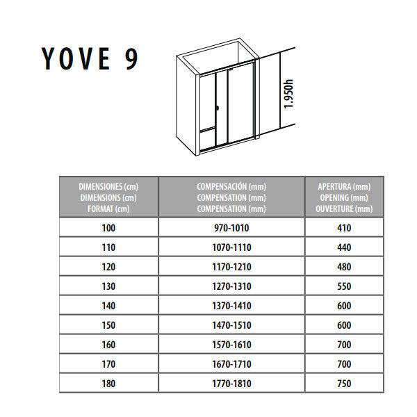 Porcelanosa Yove 9 Sliding Shower Door 