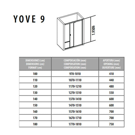 Porcelanosa Yove 9 Sliding Shower Door 