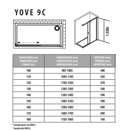 Porcelanosa Yove 9C Sliding Shower Door