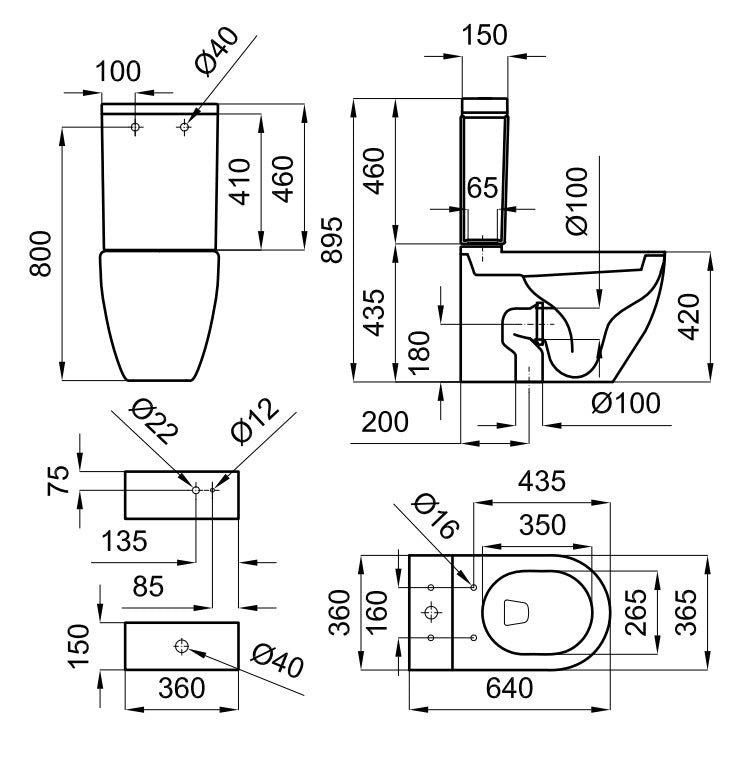 Porcelanosa Arquitect Close Coupled Pan