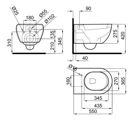 Porcelanosa Arquitect Wall Hung Pan