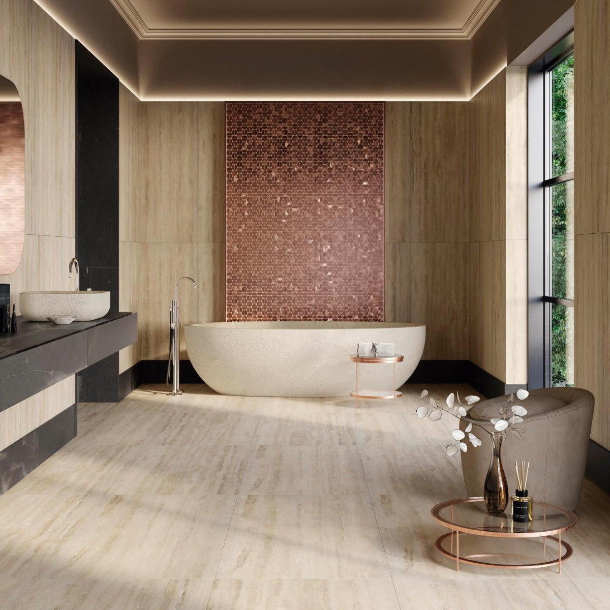 Porcelanosa Sphere Copper Mosaics