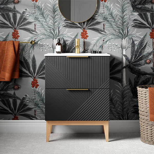 Tabo Bergamo Matt Graphite Grey Floor Standing 2 Drawer Basin Unit & Basin 815mm