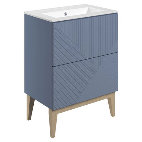 Tabo Bergamo Matt Smoke Blue Floor Standing 2 Drawer Basin Unit & Basin 615mm