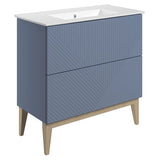 Tabo Bergamo Matt Smoke Blue Floor Standing 2 Drawer Basin Unit & Basin 815mm