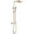 Tabo Sorrento Brushed Brass Square Thermostatic Bar Mixer Shower with Riser Kit