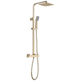 Tabo Sorrento Brushed Brass Square Thermostatic Bar Mixer Shower with Riser Kit