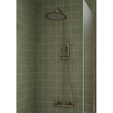Tabo Marina Brushed Bronze Round Thermostatic Bar Mixer Shower with Riser Kit
