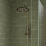 Tabo Marina Brushed Bronze Round Thermostatic Bar Mixer Shower with Riser Kit