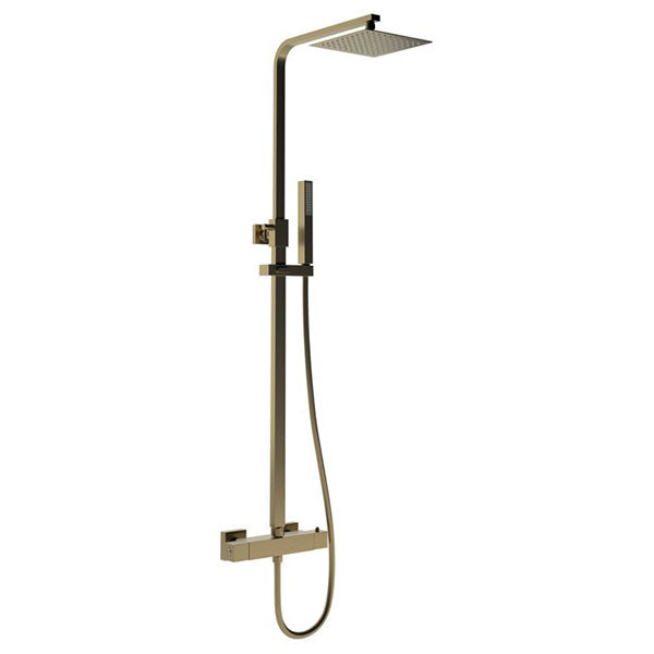 Tabo Sorrento Brushed Bronze Square Thermostatic Bar Mixer Shower with Riser Kit