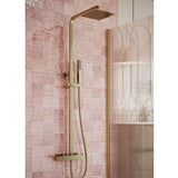 Tabo Sorrento Brushed Bronze Square Thermostatic Bar Mixer Shower with Riser Kit