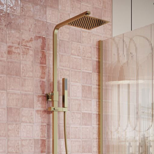 Tabo Sorrento Brushed Bronze Square Thermostatic Bar Mixer Shower with Riser Kit