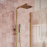 Tabo Sorrento Brushed Bronze Square Thermostatic Bar Mixer Shower with Riser Kit