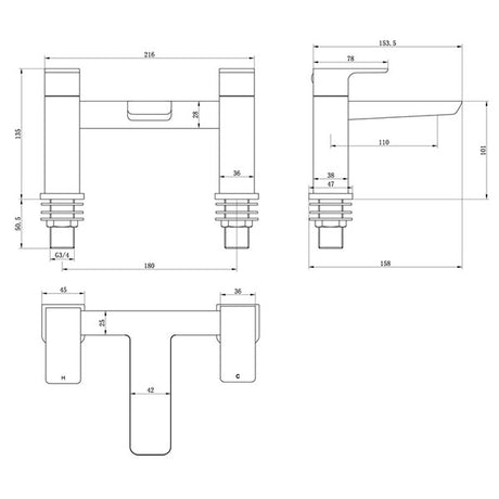 Tabo Corrado Brushed Bronze Bath Filler Tap