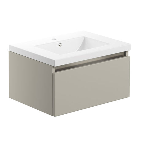 Tabo Delfina Matt Latte Wall Hung 1 Drawer Basin Unit & Basin 615mm