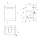 Tabo Florence Grey Gloss Floor Standing 2 Drawer Basin Unit & Basin with integrated lighting 610mm