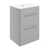 Tabo Florence Grey Gloss Floor Standing 2 Drawer Basin Unit & Basin with integrated lighting 610mm