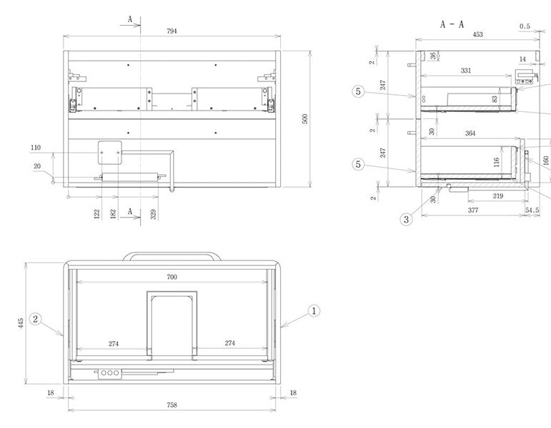 Tabo Florence Grey Gloss Wall Hung 2 Drawer Basin Unit & Basin 610mm