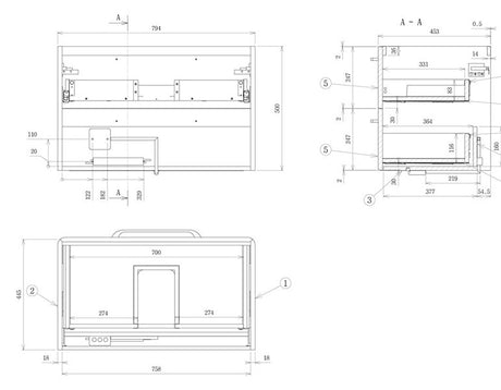 Tabo Florence Grey Gloss Wall Hung 2 Drawer Basin Unit & Basin 610mm