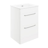 Tabo Florence White Gloss Floor Standing 2 Drawer Basin Unit & Basin with integrated lighting 610mm