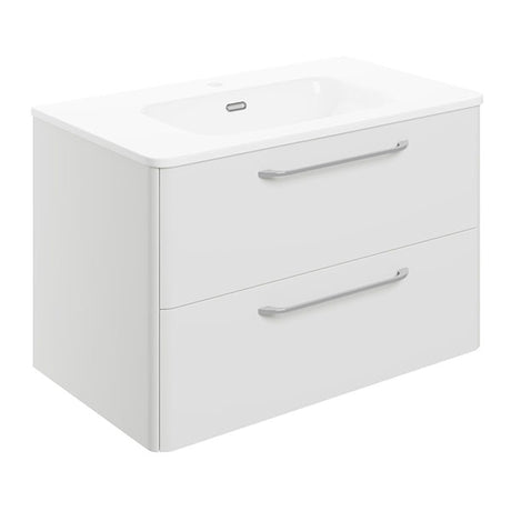 Tabo Florence White Gloss Wall Hung 2 Drawer Basin Unit & Basin with integrated lighting 810mm