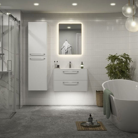 Tabo Florence White Gloss Wall Hung 2 Drawer Basin Unit & Basin 810mm (nighttime)