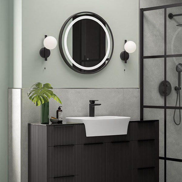 Tabo Future Front-Lit LED Matt Black Mirror 600 x 600mm