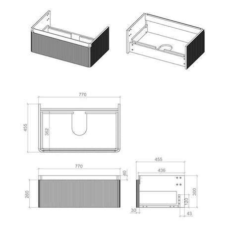 Tabo Qubi Wall Hung 1 Drawer Basin Unit & Basin 805mm