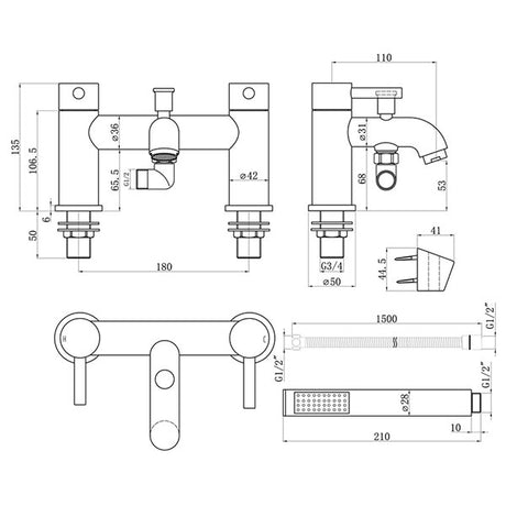 Tabo Hero Brushed Bronze Bath Shower Mixer Tap