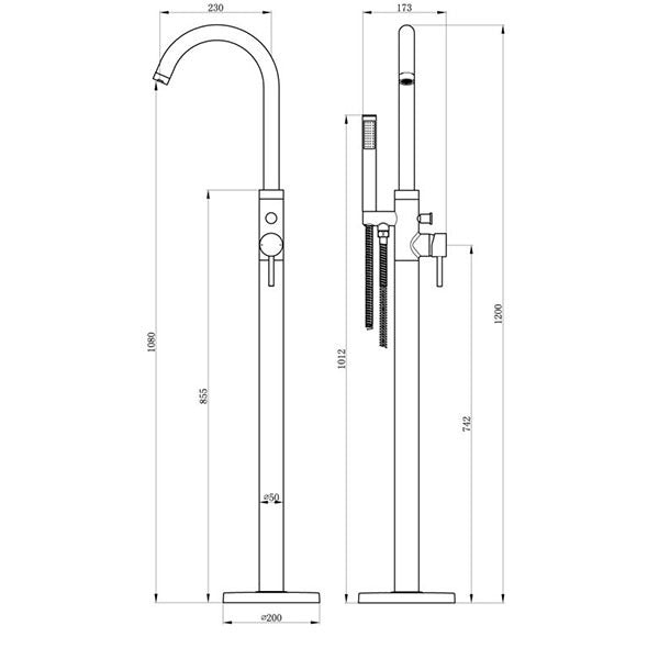 Tabo Hero Chrome Floor Standing Bath Shower Mixer Tap