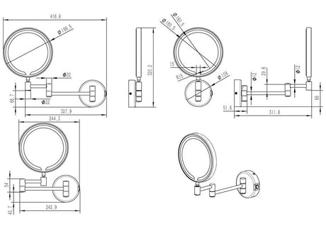 Tabo Minute Round LED Brushed Brass Cosmetic Mirror 234 x 320mm