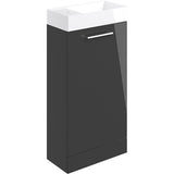 Tabo Modena Anthracite Gloss Floor Standing 1 Door Basin Unit & Basin 410mm