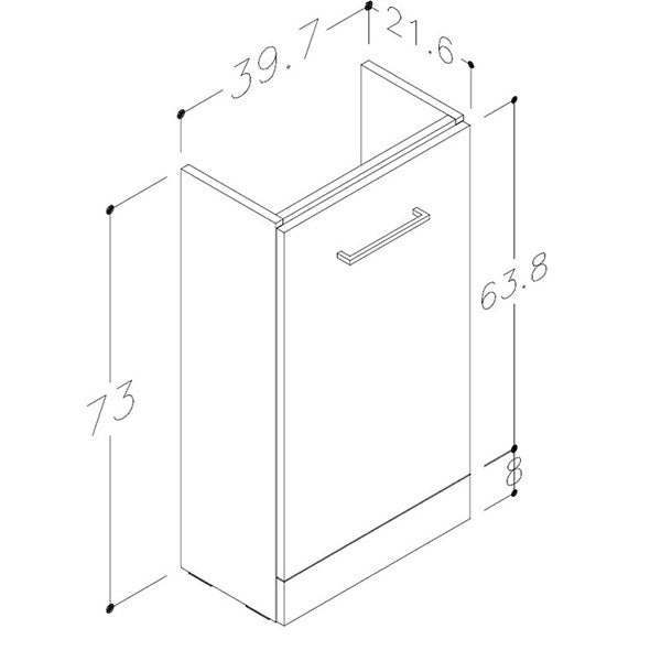 Tabo Modena White Gloss Floor Standing 1 Door Basin Unit & Basin 410mm