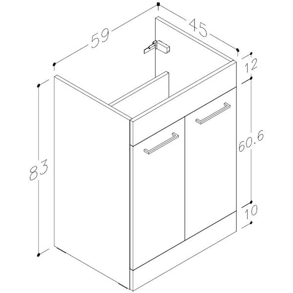 Tabo Modena Anthracite Gloss Floor Standing 2 Door Basin Unit & Basin 610mm