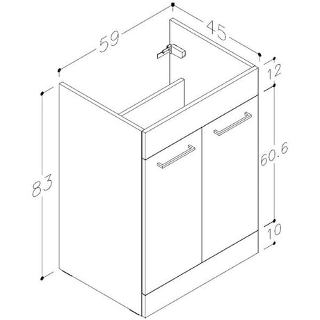 Tabo Modena White Gloss Floor Standing 2 Door Basin Unit & Basin 610mm