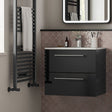 Tabo Modena Anthracite Gloss Wall Hung 2 Drawer Basin Unit & Basin 610mm
