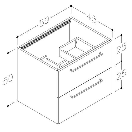 Tabo Modena Grey Gloss Wall Hung 2 Drawer Basin Unit & Basin 610mm
