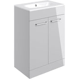 Tabo Modena Grey Gloss Floor Standing 2 Door Basin Unit & Basin 610mm