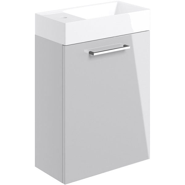 Tabo Modena Grey Gloss Wall Hung 1 Door Basin Unit & Basin 410mm ...