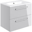 Tabo Modena Grey Gloss Wall Hung 2 Drawer Basin Unit & Basin 610mm