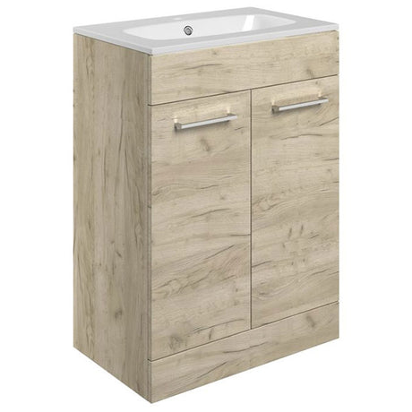 Tabo Modena Oak Floor Standing 2 Door Basin Unit & Basin 610mm