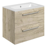 Tabo Modena Oak Wall Hung 2 Drawer Basin Unit & Basin 510mm