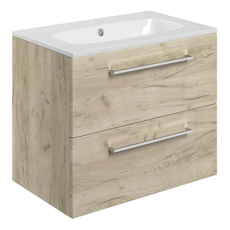 Tabo Modena Oak Wall Hung 2 Drawer Basin Unit & Basin 510mm