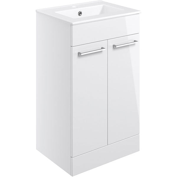 Tabo Modena White Gloss Floor Standing 2 Door Basin Unit & Basin 510mm ...