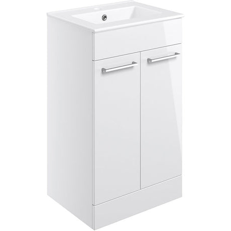 Tabo Modena White Gloss Floor Standing 2 Door Basin Unit & Basin 510mm
