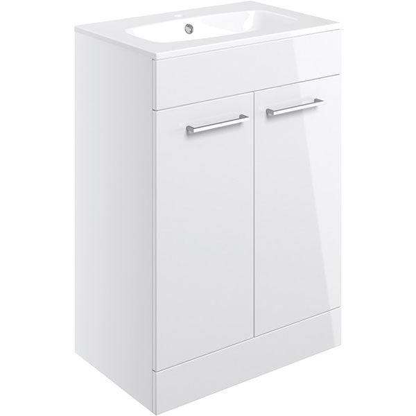 Tabo Modena White Gloss Floor Standing 2 Door Basin Unit & Basin 610mm ...