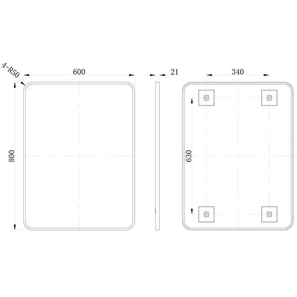 Tabo Moon Brushed Bronze Rectangle Mirror 600 x 800mm