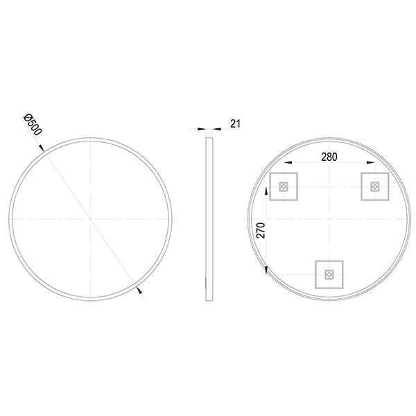 Tabo Moon Brushed Bronze Round Mirror 500 x 500mm